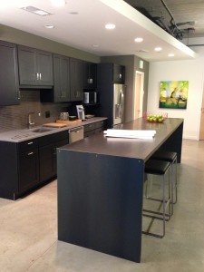 e52 east village des moines iowa custom kitchen island communal workspace