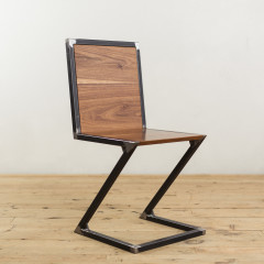 Walnut and Raw Steel Z-Chair