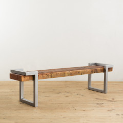 Steel and Salvage Wood Bench